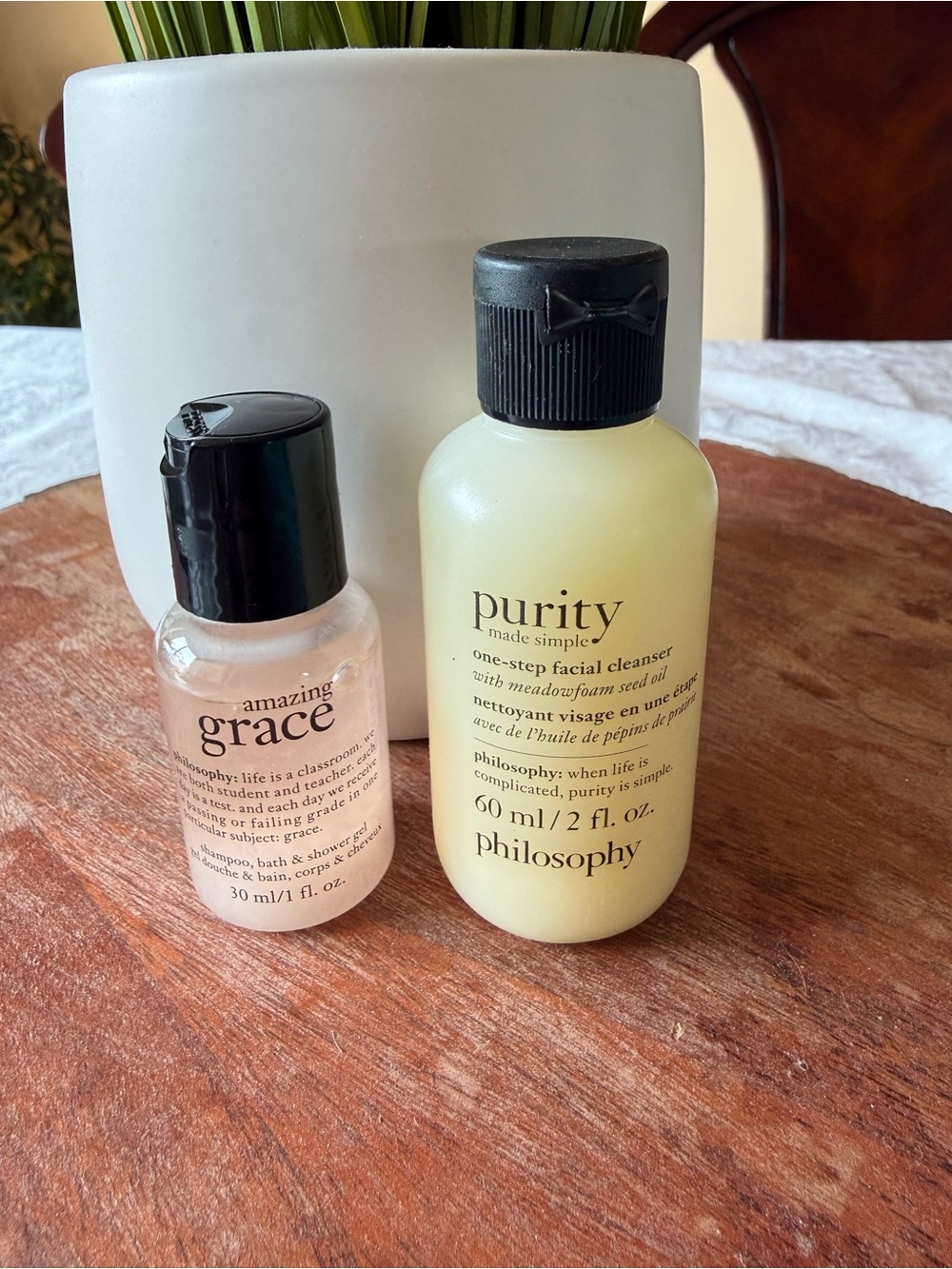 NWT Philosophy Purity (pale yellow) & Amazing Grace (light pink) Travel Bottles